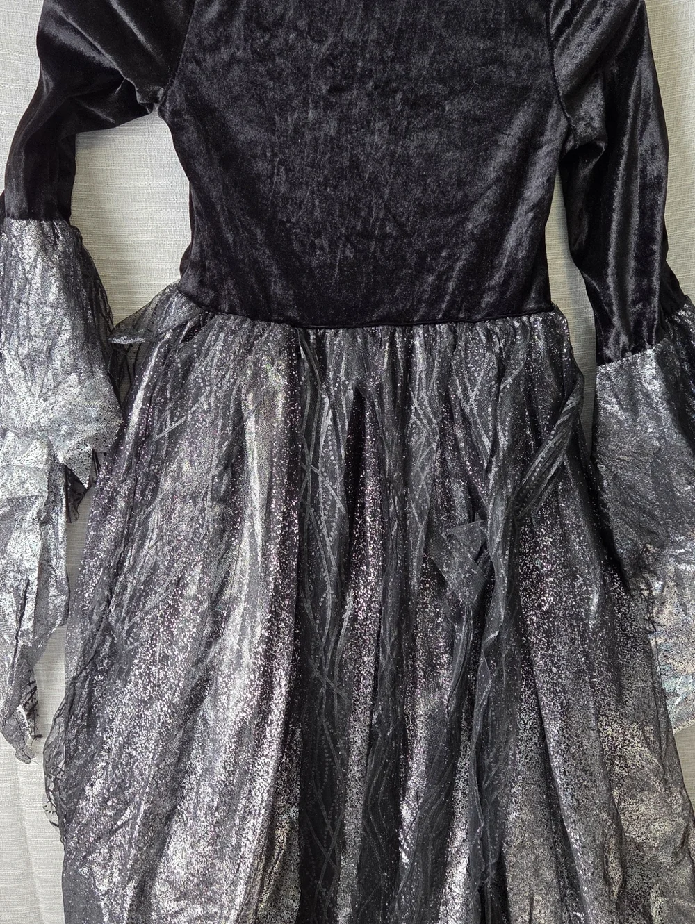 Spirit Halloween Black Metallic Witch Costume Dress large 14
